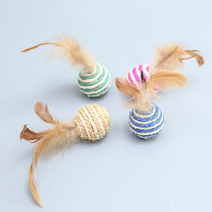 Jouet pour chat, volant de badminton, balle en sisal Pipi Tao, jouet durable pour chat avec plumes, balle en sisal pour chat, 4CM. - Product Image 2