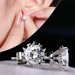 Diskon besar harga grosir anting-anting Moissanite 925 perak GRA bersertifikat anting-anting perhiasan indah kustom untuk wanita