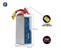 Baterai Drone FPV 4500mAh 12S 44.4V 130C, Baterai LiPo High Discharge 130C