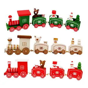 Merry Christmas Wooden Train Toys Ornament Christmas Decoration For Home Santa Claus Gift Natal Navidad Noel New Year Xmas Decor