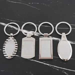 Usine en gros vente chaude porte-clés vierge Logo personnalisé Sublimation porte-clés blanc bricolage porte-clés en métal.