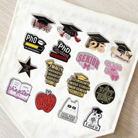 Pins métalliques de graduation, pins pour toque de graduation, 5mm, en alliage, pour coques de téléphone, plaqués or, plaqués argent, pins personnalisés avec logo
