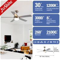 Ventilateur de plafond 1stshine 52 pouces, design moderne et élégant, commande vocale, pour salon, chambre, décoration intérieure, robuste, avec éclairage
