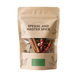 Emballage personnalisé de noix à épices de qualité alimentaire imprimé sac en papier kraft composite pochette debout zip-lock avec fenêtre transparente - Product Image 1