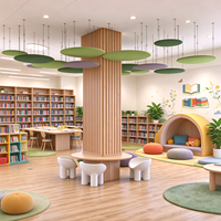 Ensemble complet de meubles pour la décoration de la salle de classe de la maternelle Chiquitos, comprenant un arbre décoratif, une table et des chaises, une bibliothèque et une zone de lecture pour la crèche.
