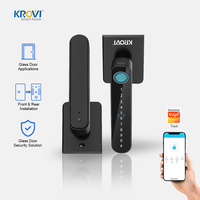 KROVI BR07 Serrure numérique Bluetooth Tuya, serrure de porte électronique, verrouillage à loquet unique, déverrouillage par clé/mot de passe/application pour porte en verre