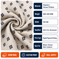 Tela para Trajes de Fábrica de Ropa, Poliéster Viscosa TR Estampada Personalizada, Tejido para Blazer y Pantalón de Mujer, Suministro a Granel en Rollo