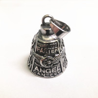 Porte-clés pendentif clochette de casque de moto style punk avec logo personnalisé, motif Gremlin Wheel Guardian Bell et aile d'ange, idéal pour cadeau de mariage ou de fête