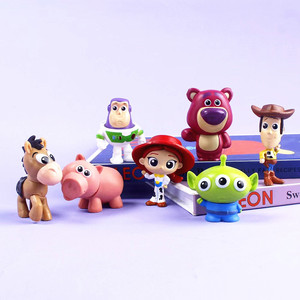 Q-versión Lovely <span class=keywords><strong>Woody</strong></span> Tris Buzz Light modelo <span class=keywords><strong>de</strong></span> plástico figuras Toy Story Anime muñecas para niños colección pastel adornos regalo - Product Image 3