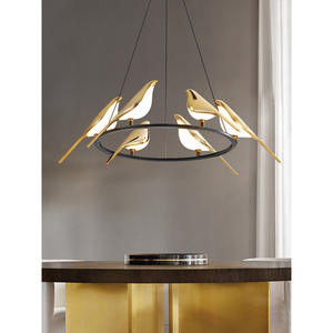 Lustre d'art d'oiseau de luxe postmoderne pour table à manger, style nordique minimaliste, lumière suspendue de designer, pieuvre, LED, fer, cristal, or - Product Image 5