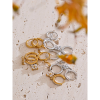 JINYOU 5338 Boucles d'Oreilles Pendante en Zircon Cubique Plaqué Or 18K, Créoles en Acier Inoxydable Amour pour Femmes, Bijoux Romantiques