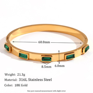 Brazalete de Cadena de Acero Inoxidable 316L con Cuentas de Circonio y Baño de Oro de 18k, Diseño Geométrico, Joyería de Moda para Mujer 2026, Ideal para Fiestas - Product Image 2