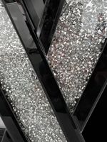 Table console en diamant noir écrasé, forme en V, miroir, luxe moderne pour salon, hôtel