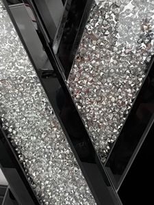 Tavolo Console Moderno di Lusso a Forma di V con Specchio Effetto Diamante Nero per <span class=keywords><strong>Soggiorno</strong></span> - Product Image 6