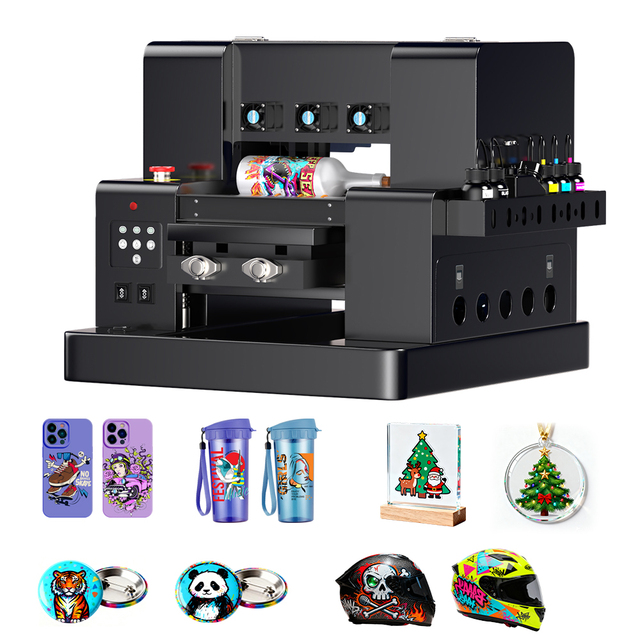 A4 XP600 UV Varnish Printer DTF A4 Uv Flatbed Printer with Free Software for Printing Wood Acrylic