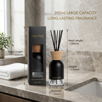 Diffuseur de parfum d'ambiance de luxe 200 ml à marque privée, avec couvercle en bois naturel et verre mat, 6 parfums disponibles – Prix usine