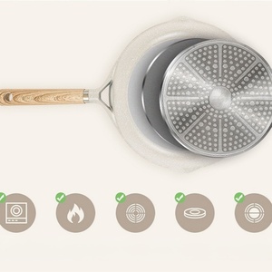 Logo personnalisé 20cm 24cm 26cm 28cm Poêle à frire avec revêtement en marbre Fond d'induction Carote Ensembles d'ustensiles de cuisine - Product Image 5