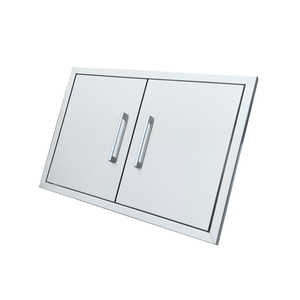 Porte double de 33 pouces avec crochet pour serviette Îlot de barbecue personnalisé Porte double accès de barbecue intégrée en acier inoxydable - Product Image 1