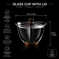 Service à thé moderne de luxe Gung Fu Verre transparent coloré Gaiwan Bol d'offre de thé à deux talents Tasses et soucoupes