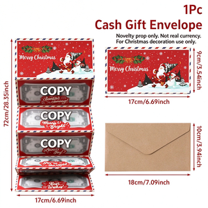 Tarjeta de Dinero de Origami de Papá Noel y Feliz Navidad, Tarjeta de Regalo Sorpresa para Fiestas Navideñas - Product Image 1