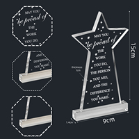 Usine Personnalisé Blanc Appréciation Acrylique Prix Trophée Plaque Conception Couleur Cristal Médailles En Forme D'étoile avec Base D'épaisseur