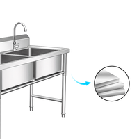 Évier de cuisine de jardin extérieur portable en acier inoxydable avec support à deux trous pour les activités de plein air