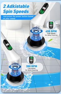 Brosse de <span class=keywords><strong>nettoyage</strong></span> électrique multifonctionnelle rechargeable par USB 9 en 1 à long manche pour sols, murs, salles de bain, roues de voiture - Product Image 5