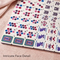 Tuiles de Mahjong Américaines en Acrylique Transparent, Motif Lapin Violet Imprimé UV, Tuiles Durables pour Jeu de Table Familial et Loisirs
