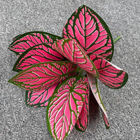 Plantes artificielles de Coleus rose et vert de style moderne, feuilles de pomme, fausse verdure colorée pour la décoration de bureau moderne