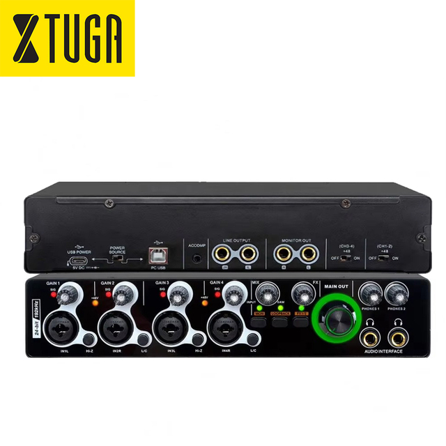 2023 Xtuga E-44 New Upgrade 24Bit 192KHz 4 Input 4 Output Portable Studio Recording Sound Card USB Audio Interface