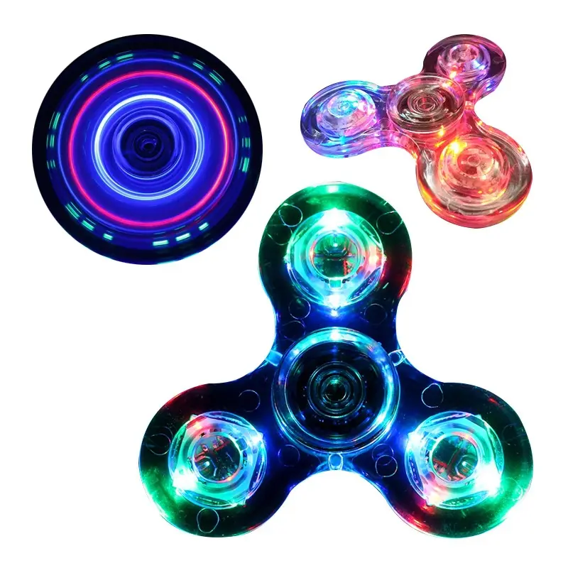 2022 Kids Toy Colorful Glowing Led Flash Light Hand Spinner Led Crystal Fidget Spinner Finger Stress Release