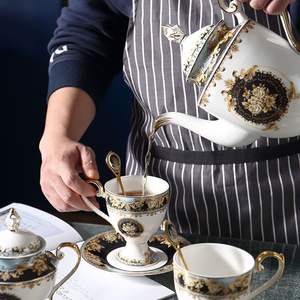 Service à café et soucoupe en céramique de style européen, léger et luxueux, en porcelaine fine marocaine, pour le thé de l'après-midi, haut de gamme - Product Image 4