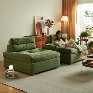 Divano Modulare Moderno a Tre Posti <span class=keywords><strong>Piemonte</strong></span> Stile Tofu Block per <span class=keywords><strong>Piccolo</strong></span> Appartamento Soggiorno Balcone Angolare a L in Tessuto Lattice e Spugna - Product Image 6