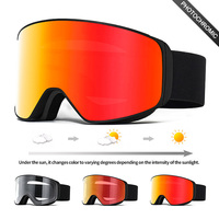Masque de ski photochromique CE à contraste élevé, double couche anti-buée, design sans monture, lunettes de snowboard pour sports d'hiver, personnalisation fabricant