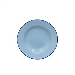 Assiette en métal émaillé de couleur unie, forme ronde, taille et motifs personnalisés, assiette de service en métal réutilisable, assiettes d'appoint pour restaurant, hôtel - Product Image 1