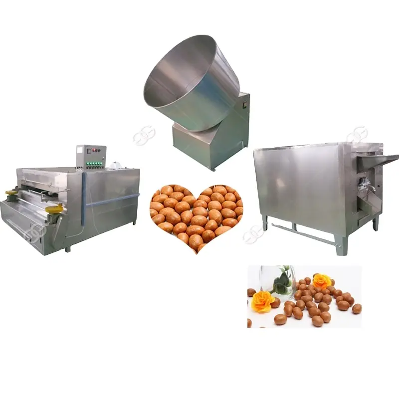 Máquina para hacer cacahuetes recubiertos de harina, línea de procesamiento de recubrimiento de nueces, máquina para asar cacahuetes de piel de pescado recubierta