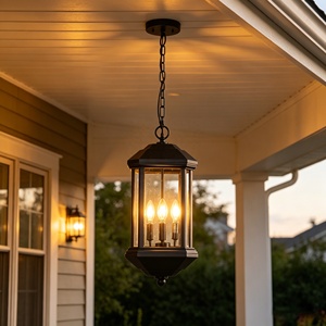 Lanterne de Jardin Suspendue Minimaliste Industrielle Étanche pour Extérieur, Noir Mat, pour Porte d'Entrée, Passage, Porche - Product Image 4