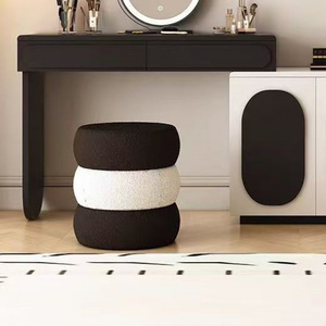 Großhandel Runder Moderner Ottoman-Hocker Möbel Kleiner Cremeweißer Ottoman für Wohnzimmer Schlafzimmer <span class=keywords><strong>Otoman</strong></span> Schminkstuhl - Product Image 2