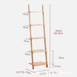 Bamboo <b>Ladder</b> Shelf 5 Tier Standing Type Multifunctional Storage <b>Bookcase</b> Plant Stand Corner Display - Product Image 2
