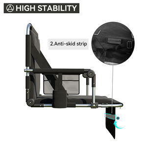 Silla de Estadio Portátil Moderna de Acero con Respaldo Ergonómico, Tiras Antideslizantes, Bolsillos de Almacenamiento, Ligera para Uso en Dormitorios - Product Image 3