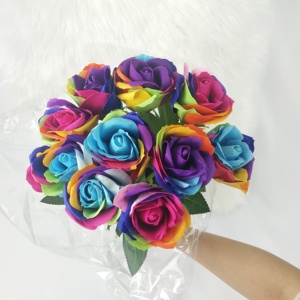 L flores artificiales de rosas arcoíris para regalo - Product Image 6