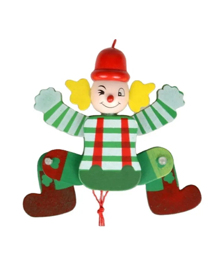 Wooden pull puppet string puppe Wooden Hanging String Puppet Clown TOYS