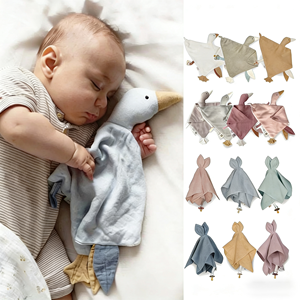 Doudou en mousseline 100% coton biologique doux style Ins, couverture de sécurité en peluche en forme d'oie/cygne pour nouveau-nés - Product Image 1