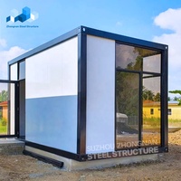 Zhongnan Maison mobile détachable de luxe de 20 pieds petite maison modulaire à paroi de verre portable Hôtel préfabriqué Maisons conteneurs préfabriquées