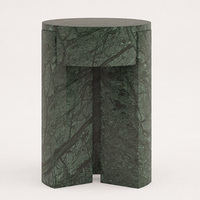 Table d'appoint en marbre vert naturel, structure solide à plateau rond, design de créateur, table d'appoint de salon, maison de rêve