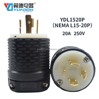 Prise mâle YUADON YDL1520P NEMA L15-20 20A AC 250V 3 pôles/4 fils avec mise à la terre et verrouillage par torsion (noir/gris) pour usage résidentiel