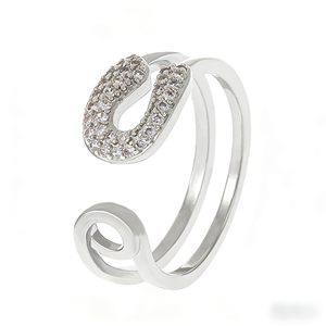 Romantische paperclip open <span class=keywords><strong>ring</strong></span> 18K verguld 316L roestvrijstalen trouwringset voor kristallen verstelbare stapelbare sieraden - Product Image 5