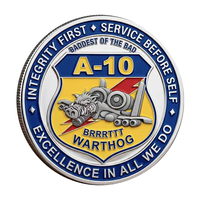 Badge commémoratif en métal sculpté 3D, motif Bouche de requin, Avion, Char, A10 Warthog, Motto, Argent Bleu