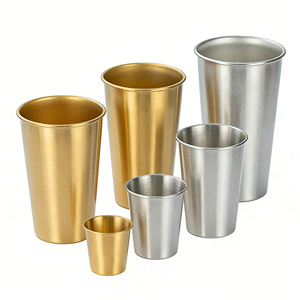 Gobelets jetables en acier inoxydable rouge de 12 oz (355 ml) personnalisés de 2 oz (60 ml) pour bar, fête, mariage, verres à shot, jeu de boisson, boisson - Product Image 1