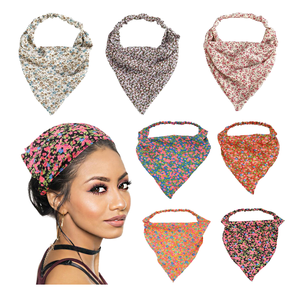 Fascia <span class=keywords><strong>per</strong></span> <span class=keywords><strong>Capelli</strong></span> da <span class=keywords><strong>Donna</strong></span> con Stampa Floreale Elastica Nuova Moda Bohémien Vintage Triangolare Bandana Scrunchies - Product Image 1